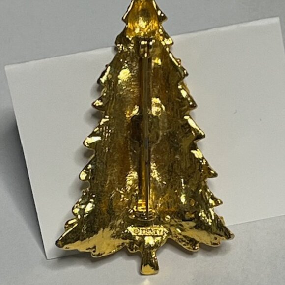 VTG Walt Disney 3D Christmas Tree Gold Tone Mickey Mouse Pin Brooch 1.5"x2.5" - Picture 11 of 13